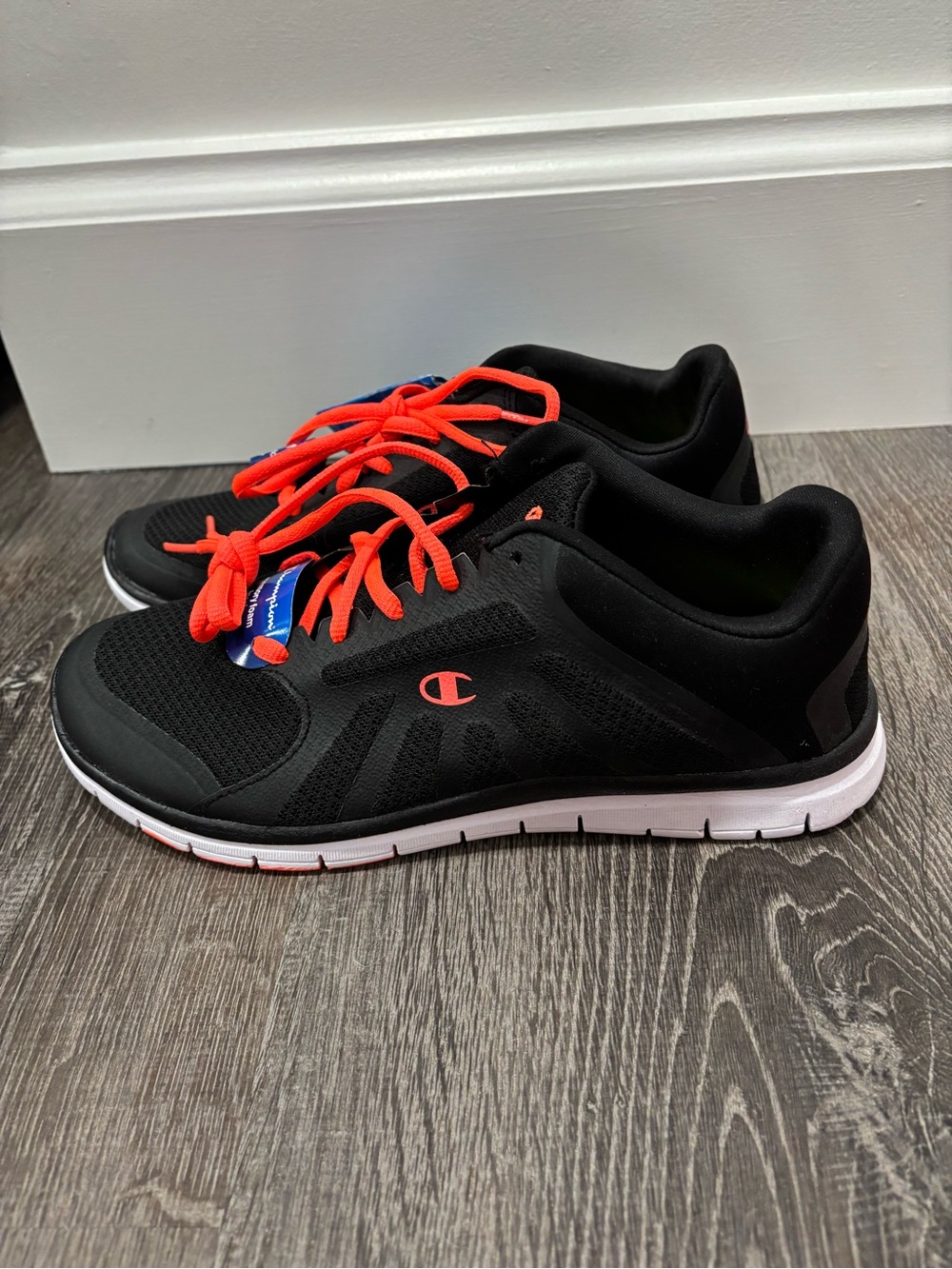 Champion womens Black Athletic Shoes with Orange Laces